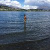 Francisco took a brief swim.  It was cold