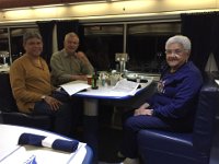 Our first night aboard Amtrak, having dinner