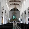 Juayua church interior with Black Christ at the altar