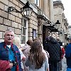 UKBathTheBathsBW  Waiting in line at the Roman Baths