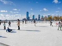 Having fun in a very cold New York day, Jersey City in the background