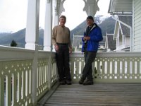On the porch of the Kviknes