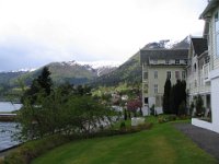 Hotel and mountains