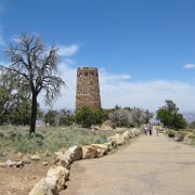 replica of an Indian Watch tower at Desert View, a 70-foot high stone building located on the South Riim, 1932.