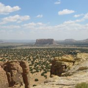 Surrounding area from Sky City with Enchanted Mesa in the background