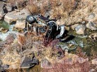 someone dumped a car down the gorge (we think that's how it got there)